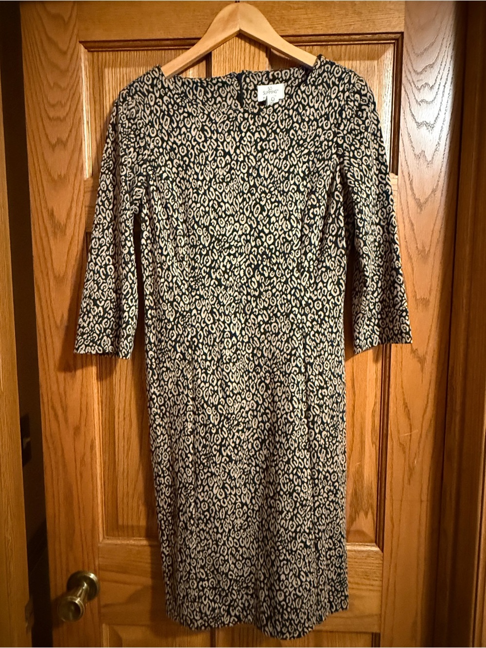 Chico's So Slimming Black and Cream Leopard-Print Midi Dress - Sz 0